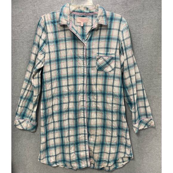 Victoria’s Secret Plaid Button Down Nightshirt Size Medium - Picture 1 of 4